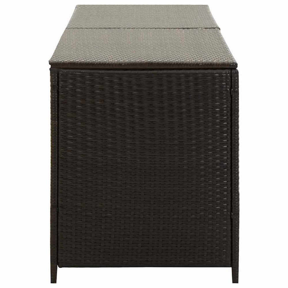 Jer Outdoor Storage Box with Gas Lift, 79 Inch Brown Rattan Woven - BM339659