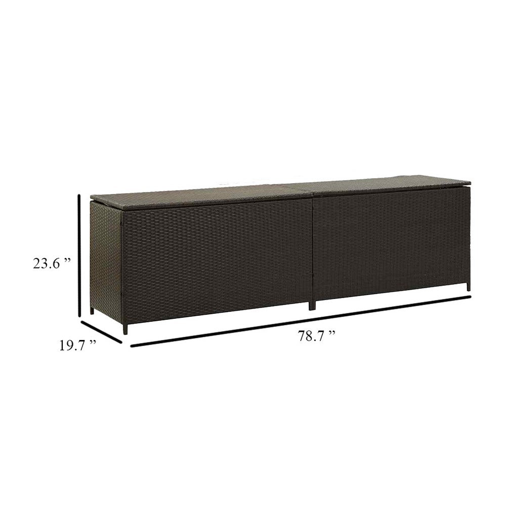 Jer Outdoor Storage Box with Gas Lift, 79 Inch Brown Rattan Woven - BM339659