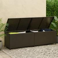 Jer Outdoor Storage Box with Gas Lift, 79 Inch Brown Rattan Woven - BM339659