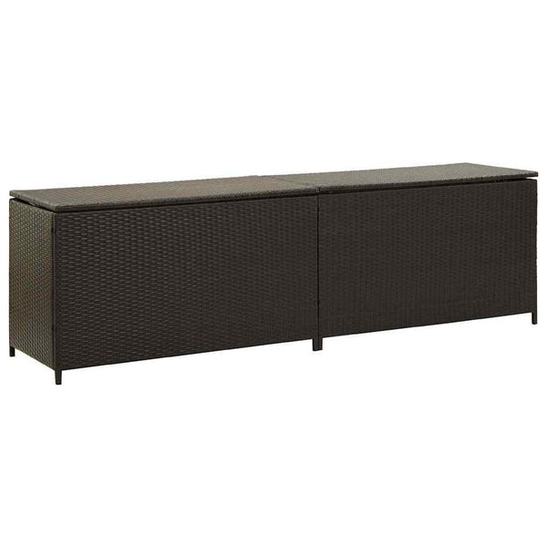 Jer Outdoor Storage Box with Gas Lift, 79 Inch Brown Rattan Woven - BM339659