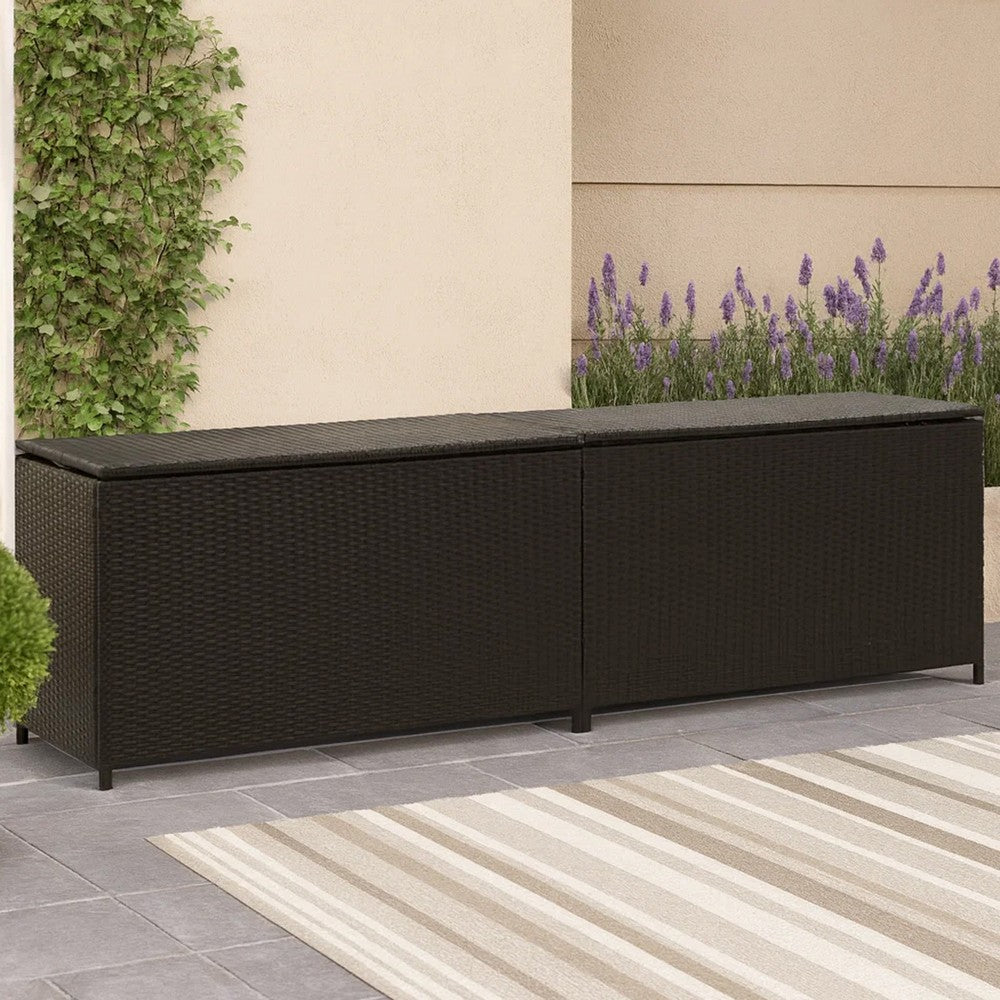 Jer Outdoor Storage Box with Gas Lift, 79 Inch Brown Rattan Woven - BM339659