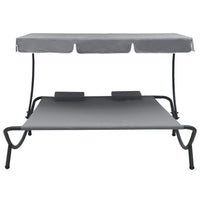Mei Outdoor Daybed with Adjustable Canopy and 2 Pillows, Gray Oxford Fabric - BM339660