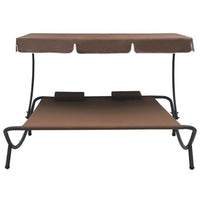 Mei Outdoor Daybed, Adjustable Canopy and 2 Pillows, Brown Oxford Fabric - BM339661