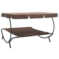 Mei Outdoor Daybed, Adjustable Canopy and 2 Pillows, Brown Oxford Fabric - BM339661