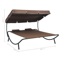 Mei Outdoor Daybed, Adjustable Canopy and 2 Pillows, Brown Oxford Fabric - BM339661