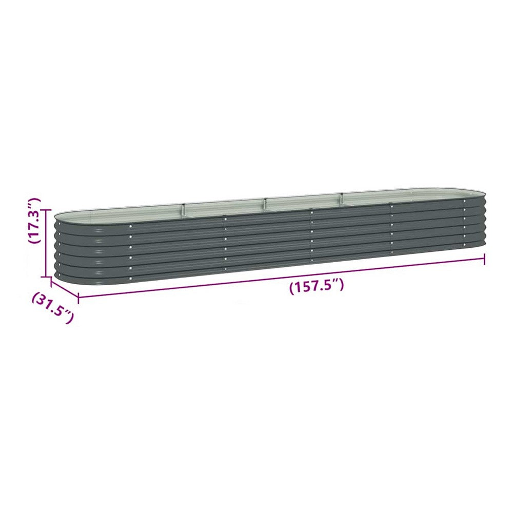 Bery Outdoor Veg Garden Raised Bed, Gray Galvanized Steel, 158 Inch  - BM339663