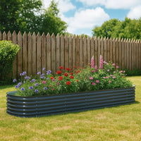 Bery Outdoor Veg Garden Raised Bed, Gray Galvanized Steel, 158 Inch  - BM339663
