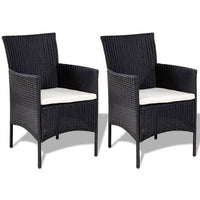 4pc Outdoor Sofa and Table Set in Black Rattan, Glass Top, Cream Cushions - BM339665