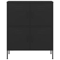 Black Steel Storage Cabinet, 4 Doors with 2 Adjustable Shelves - BM339666