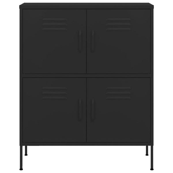 Black Steel Storage Cabinet, 4 Doors with 2 Adjustable Shelves - BM339666