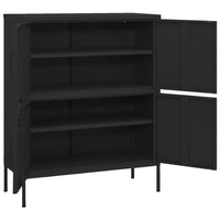 Black Steel Storage Cabinet, 4 Doors with 2 Adjustable Shelves - BM339666
