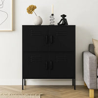 Black Steel Storage Cabinet, 4 Doors with 2 Adjustable Shelves - BM339666
