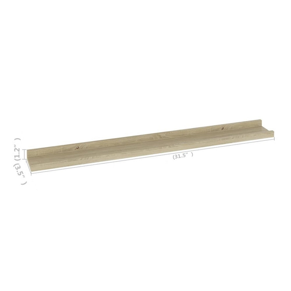 Wall Mounted Floating Decorative Shelves Set of 2, 31 Inch, Sonoma Oak Brown - BM339667