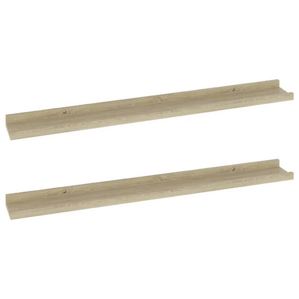 Wall Mounted Floating Decorative Shelves Set of 2, 31 Inch, Sonoma Oak Brown - BM339667