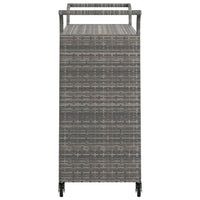 Ven Outdoor Serving Bar Cart, Gray Rattan and Steel, Lockable Wheels - BM339669