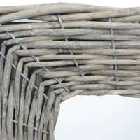 Wall Mounted Mirror, 20 Inch Square Wicker Woven Frame in Beige - BM339670