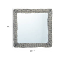 Wall Mounted Mirror, 20 Inch Square Wicker Woven Frame in Beige - BM339670