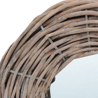 3pc Decorative Wall Mounted Mirror Set, Rattan Wicker Woven Frame in Beige - BM339671