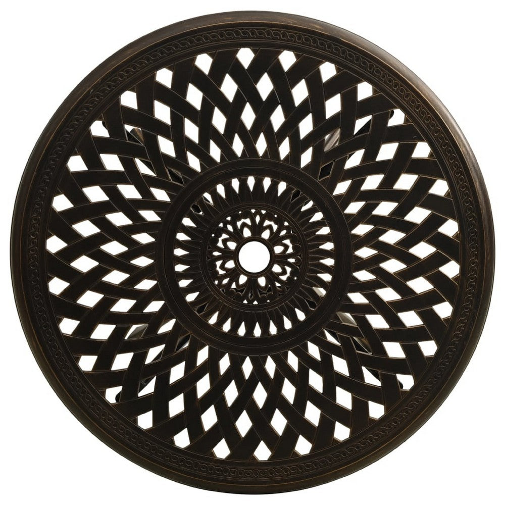 Outdoor Table, 31 Inch Round Top and Curved Legs, Bronze Aluminum - BM339672