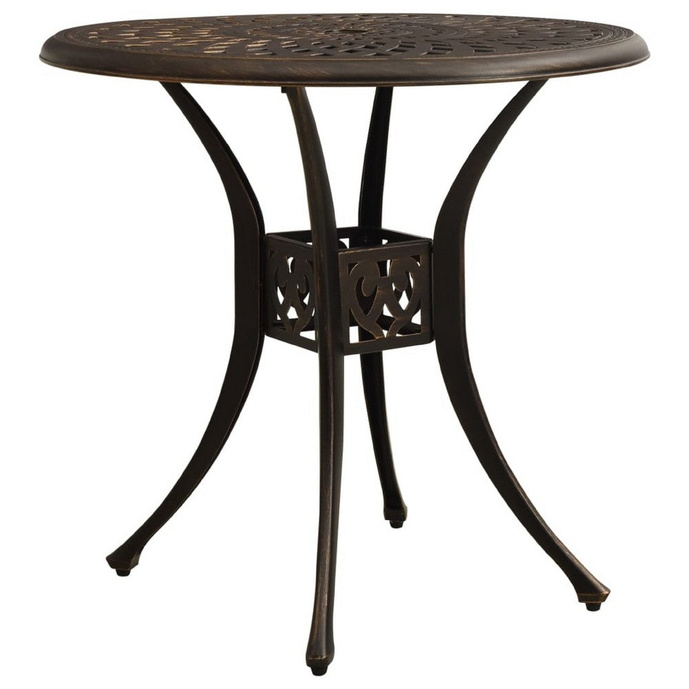 Outdoor Table, 31 Inch Round Top and Curved Legs, Bronze Aluminum - BM339672