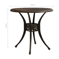 Outdoor Table, 31 Inch Round Top and Curved Legs, Bronze Aluminum - BM339672