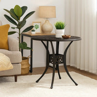 Outdoor Table, 31 Inch Round Top and Curved Legs, Bronze Aluminum - BM339672