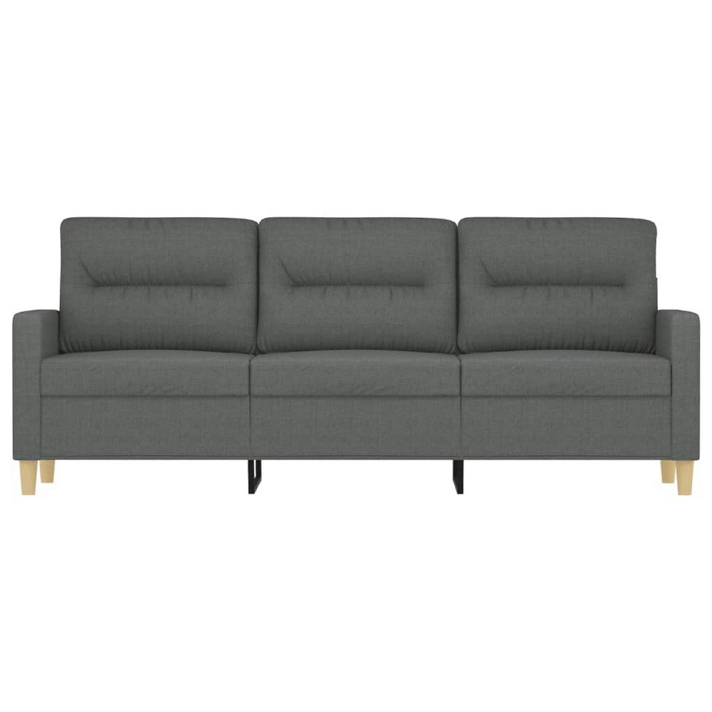 Modern 3-Seater Sofa in Dark Gray Polyester, 78 Inch Minimalist Look - BM339674