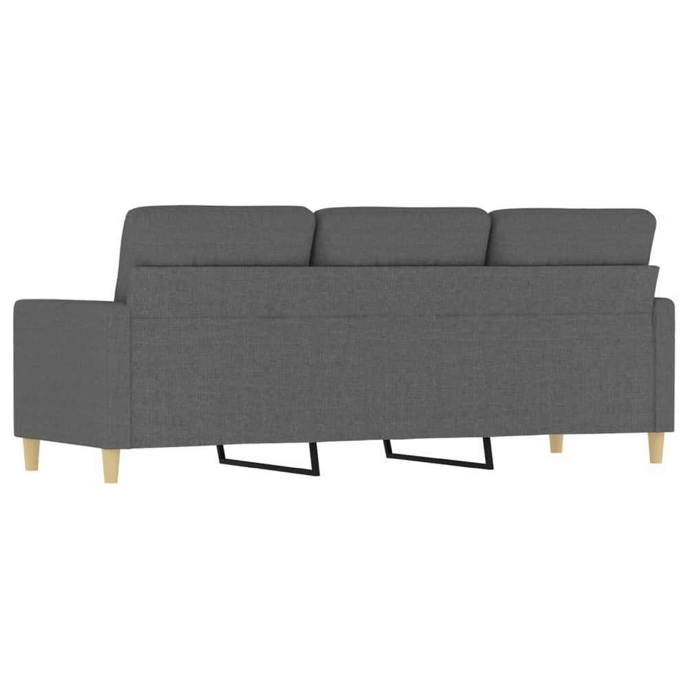 Modern 3-Seater Sofa in Dark Gray Polyester, 78 Inch Minimalist Look - BM339674