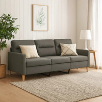 Modern 3-Seater Sofa in Dark Gray Polyester, 78 Inch Minimalist Look - BM339674
