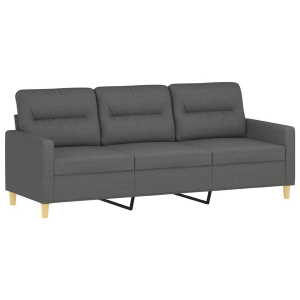Modern 3-Seater Sofa in Dark Gray Polyester, 78 Inch Minimalist Look - BM339674
