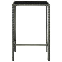 Bary Bar Table, 28 Inch Square Tempered Glass Top, Gray Faux Rattan - BM339675