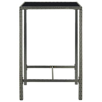 Bary Bar Table, 28 Inch Square Tempered Glass Top, Gray Faux Rattan - BM339675