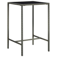 Bary Bar Table, 28 Inch Square Tempered Glass Top, Gray Faux Rattan - BM339675