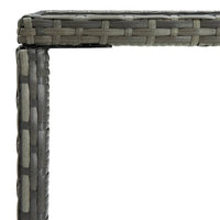 Bary Bar Table, 28 Inch Square Tempered Glass Top, Gray Faux Rattan - BM339675