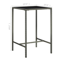 Bary Bar Table, 28 Inch Square Tempered Glass Top, Gray Faux Rattan - BM339675