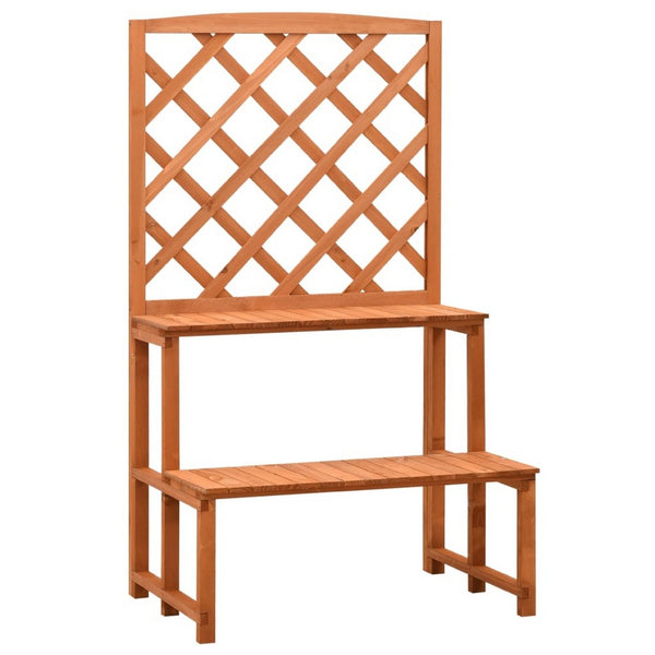 Pany Planter Stand with Trellis, 2 Tier Adjustable Shelves, Solid Firwood - BM339676