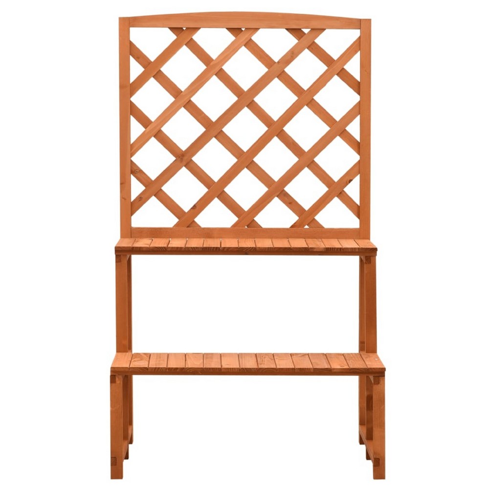 Pany Planter Stand with Trellis, 2 Tier Adjustable Shelves, Solid Firwood - BM339676