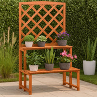 Pany Planter Stand with Trellis, 2 Tier Adjustable Shelves, Solid Firwood - BM339676