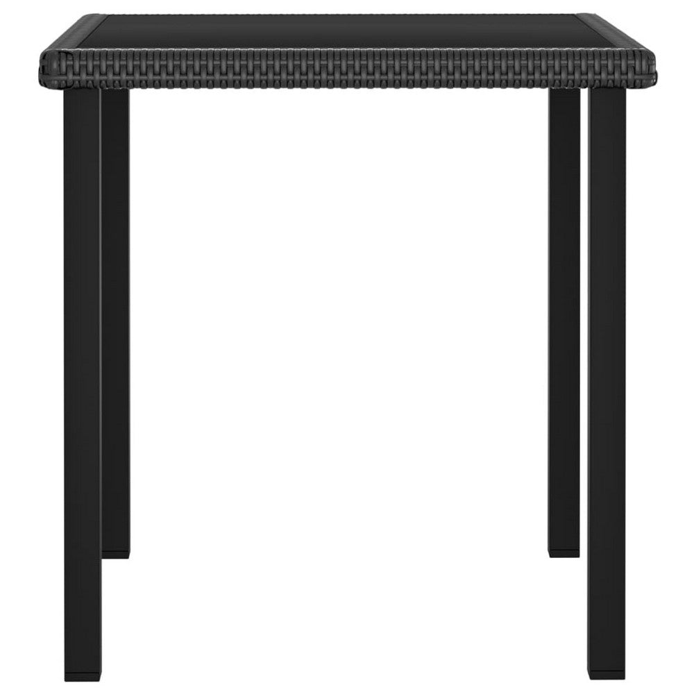 Gary Garden Dining Table, 28 Inch Square Glass Top, Black Rattan - BM339677