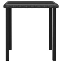 Gary Garden Dining Table, 28 Inch Square Glass Top, Black Rattan - BM339677