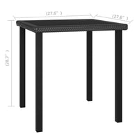 Gary Garden Dining Table, 28 Inch Square Glass Top, Black Rattan - BM339677