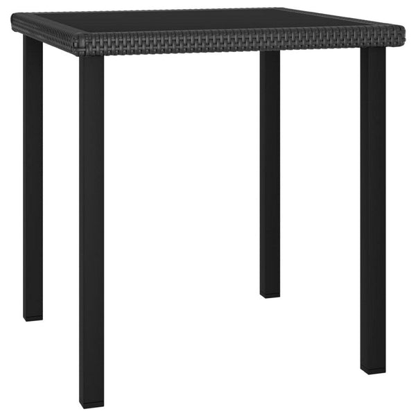 Gary Garden Dining Table, 28 Inch Square Glass Top, Black Rattan - BM339677