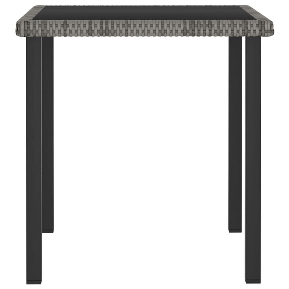 Gary Garden Dining Table, 28 Inch Square Glass Top, Gray Rattan - BM339678