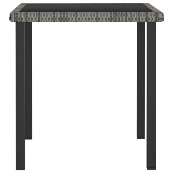 Gary Garden Dining Table, 28 Inch Square Glass Top, Gray Rattan - BM339678