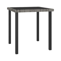 Gary Garden Dining Table, 28 Inch Square Glass Top, Gray Rattan - BM339678
