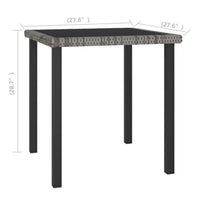 Gary Garden Dining Table, 28 Inch Square Glass Top, Gray Rattan - BM339678