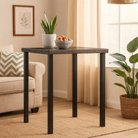 Gary Garden Dining Table, 28 Inch Square Glass Top, Gray Rattan - BM339678