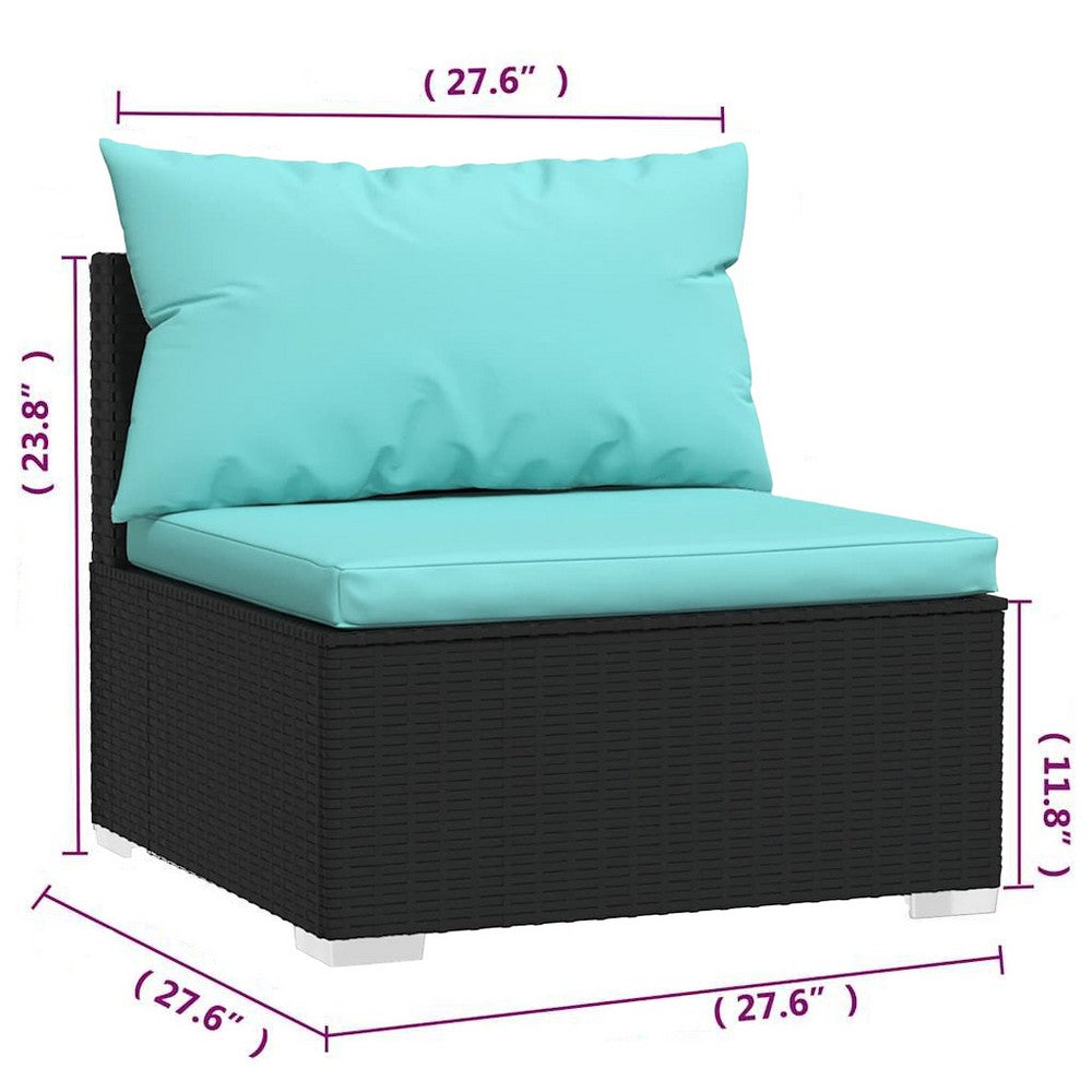 Sify Outdoor Garden Modular Middle Sofa Chair, Aqua Blue, 28 Inch Black - BM339679