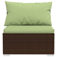 Sify Outdoor 3 Seater Sofa, 5 Pillows, Green Fabric Cushions, Brown - BM339680
