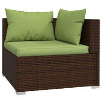 Sify 4pc Outdoor Lounge Sofa Set, 4 Pillows, Green Cushions, Brown Rattan - BM339681